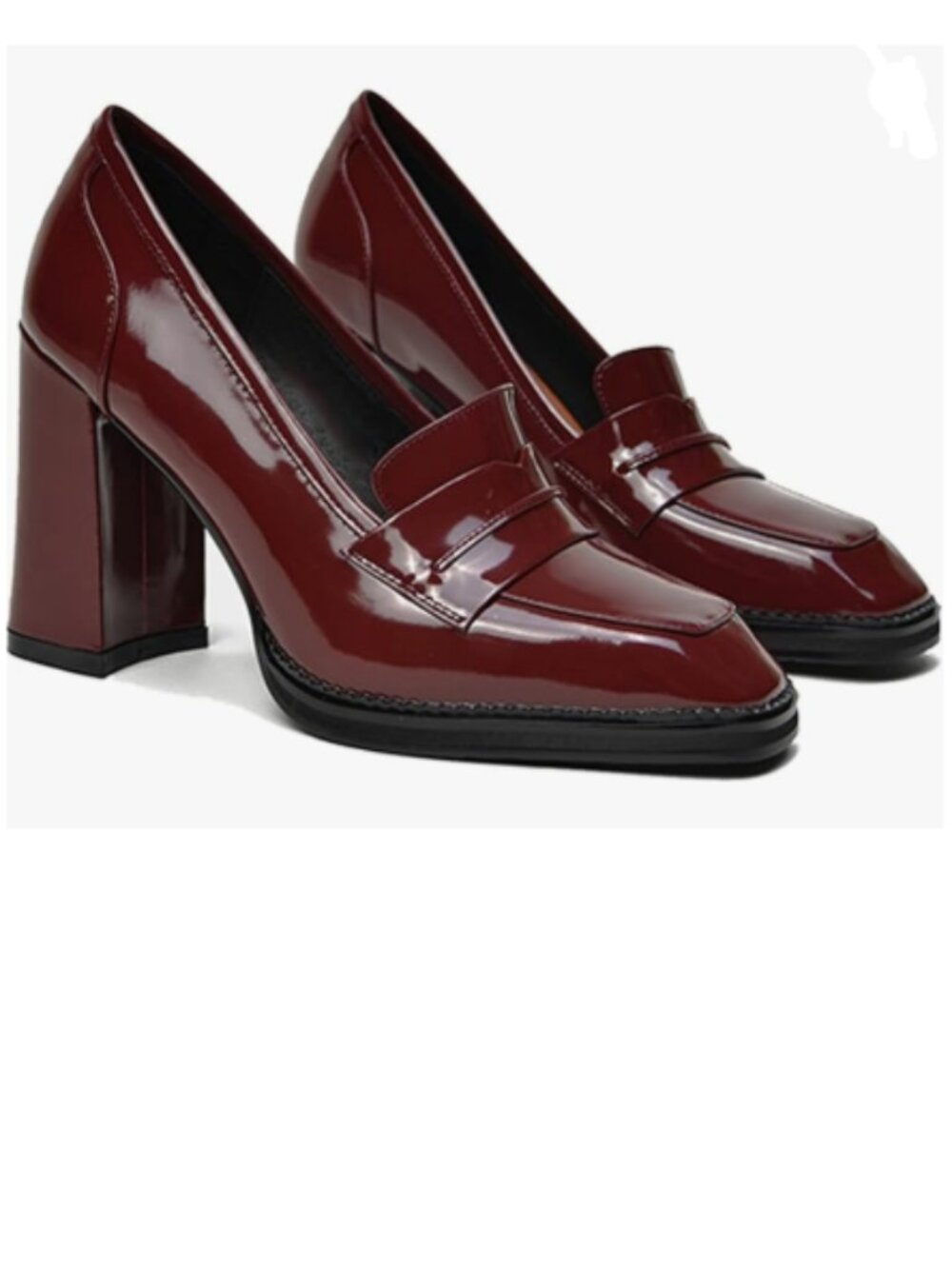 FOWT Red High Block Heels Loafers for Women Classical Square Toe Slip On Pumps